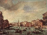 GUARDI, Francesco The Grand Canal, Looking toward the Rialto Bridge sg oil painting on canvas
